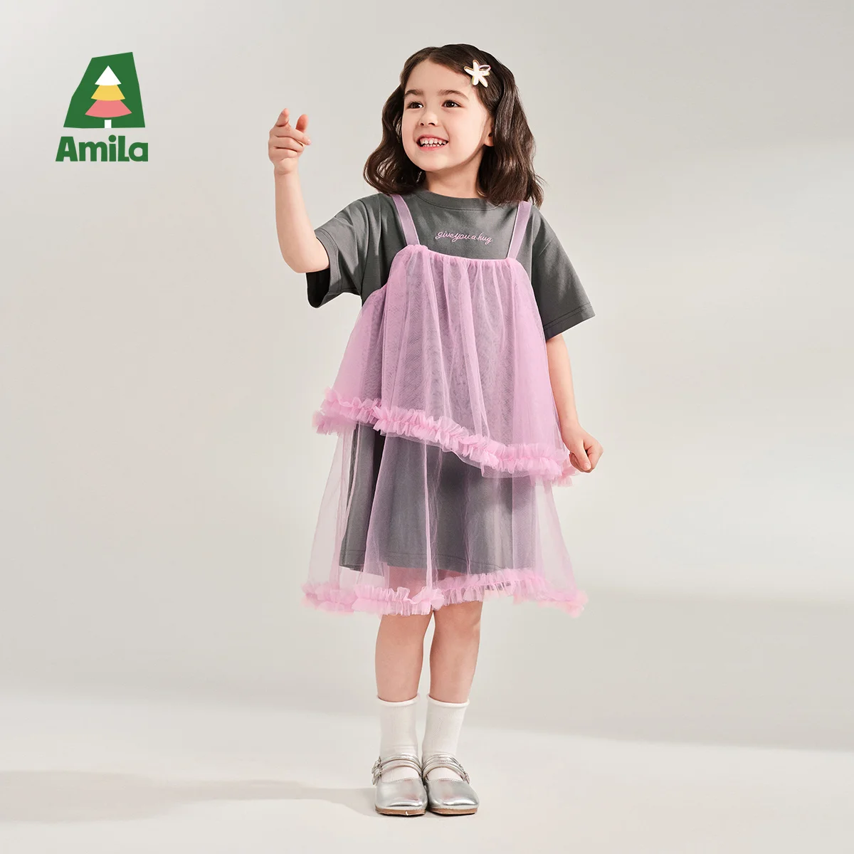 

Amila Baby Set 2025 Summer New Casual Fashionable Comfortable Breathable Color Blocking Loose Short Sleeved Shirt Clothing