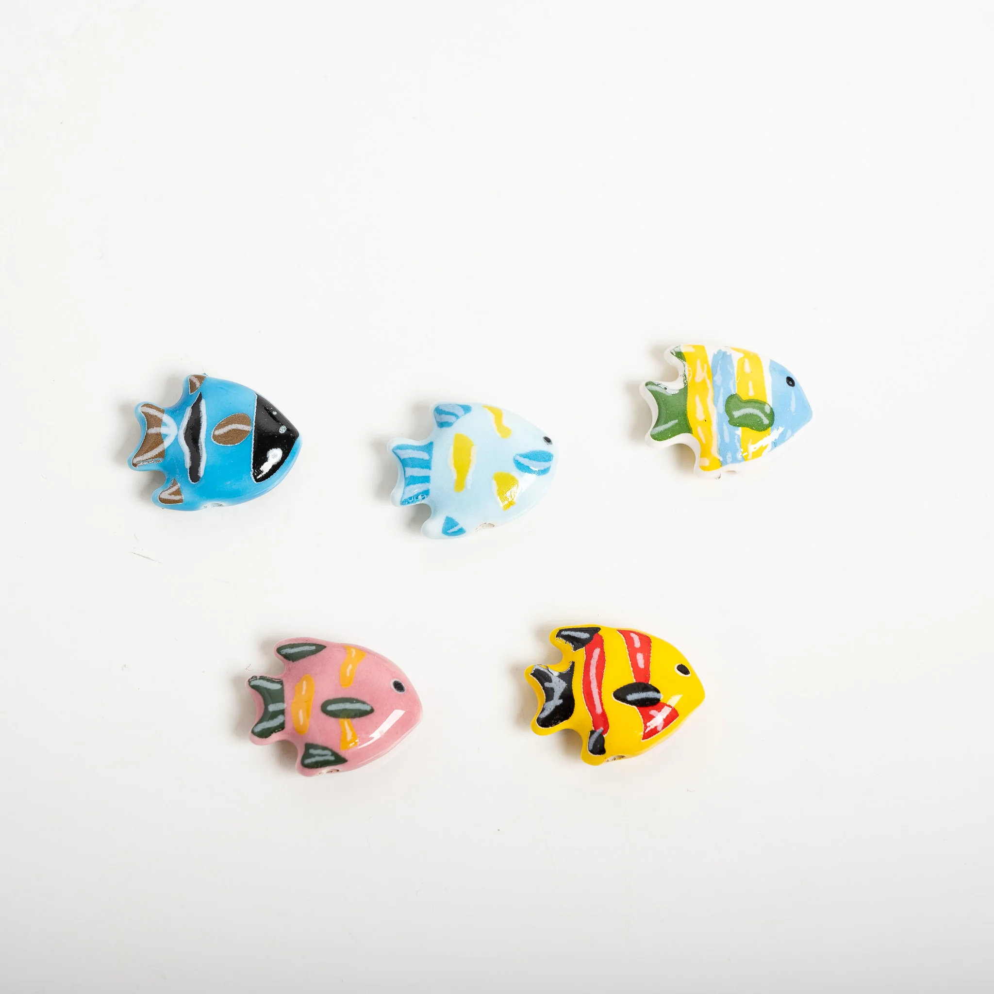 Multicolor Clownfish Ceramic Beads Handmade Painted DIY Jewelry Fish Loose Beads for Bracelet Necklace 5pcs TCZ1354