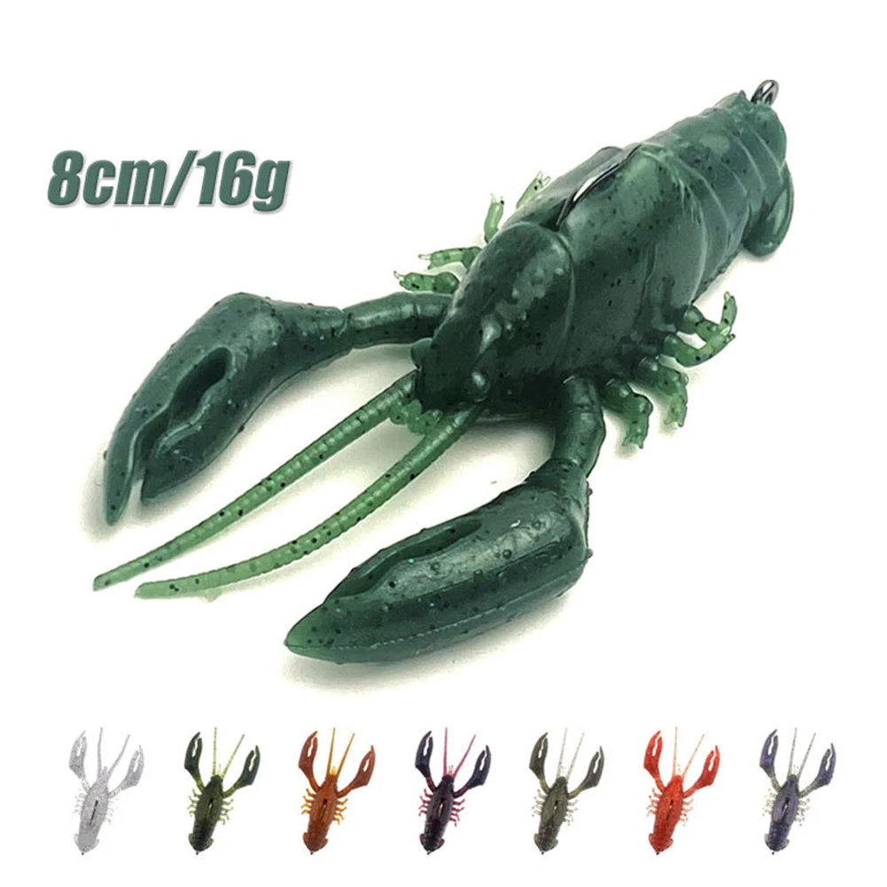 1X Lure Fake  Lobster Bait 8cm Lobster Bait  Crayfish Soft Lure Submersed Hollow Shrimp  Fish Tackle Swimbaits Jig Fishing Tool