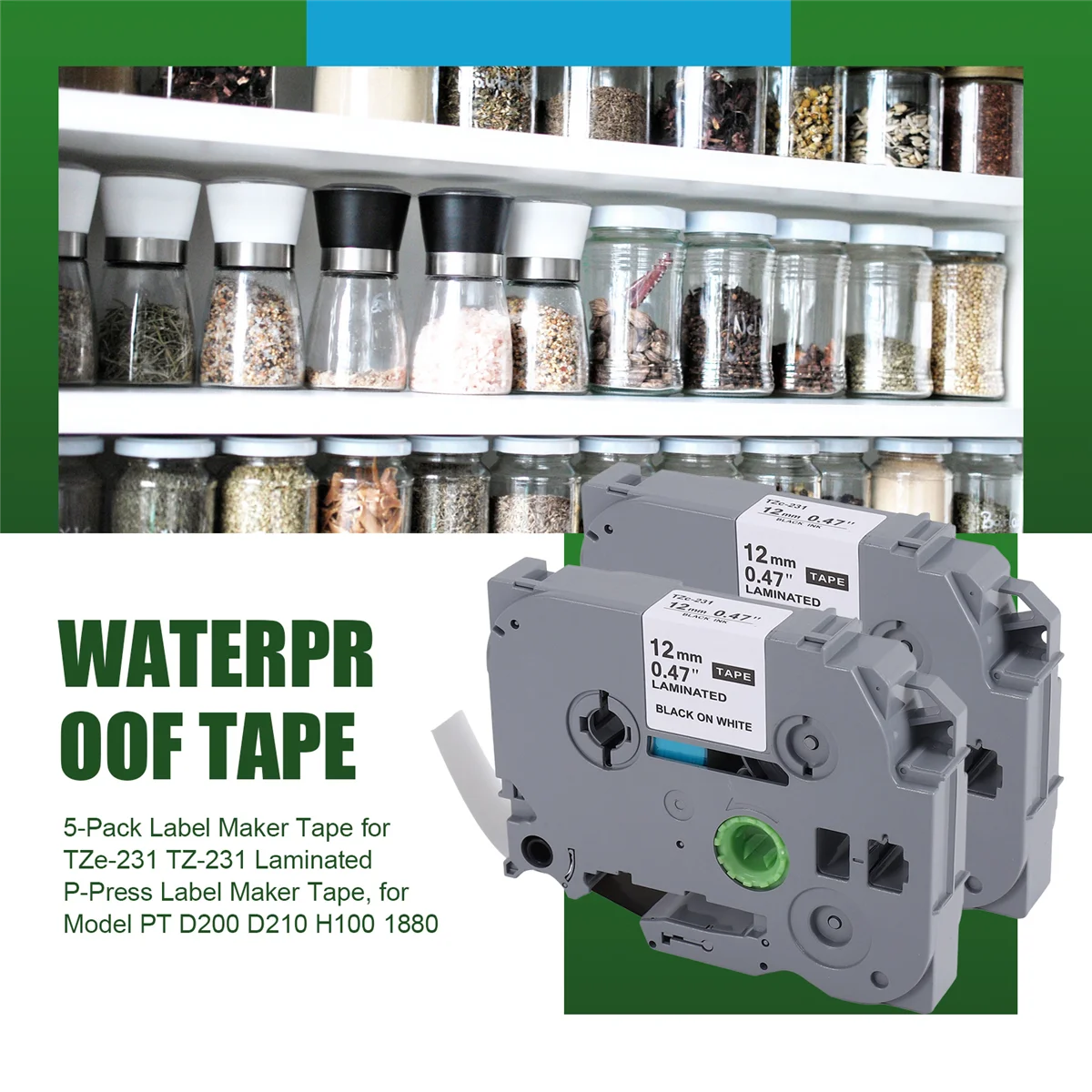 N35R_DU 5-Pack Label Maker Tape for Brother TZe-231 TZ-231 Laminated P-Press