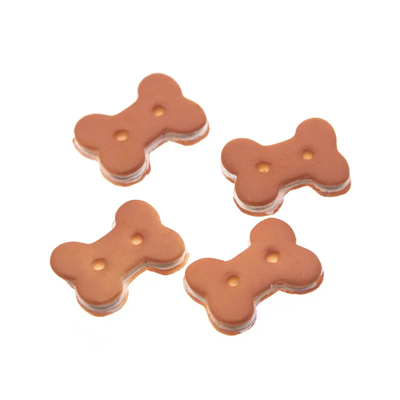 Dog Bone Biscuit 10PCS 16x20mm Resin Flatback Cabochon Miniature Food Art Supply Decoration Charm Craft