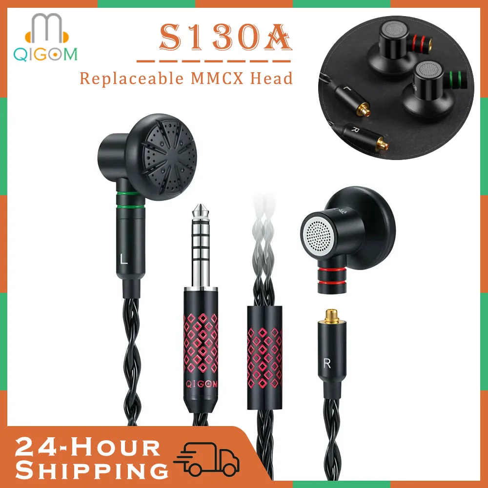 

QIGOM HIFI Earphone Wired S130A, 15.4MM 130ohm 112dB, Beryllium Unit, Flathead Earbuds, Split Design, Metal Sound Cavity Headset