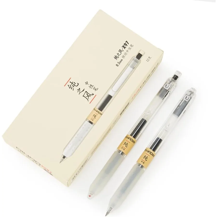 X97 Retractable Gel Ink Pens 0.5mm Fine Point Black Color 12Pack