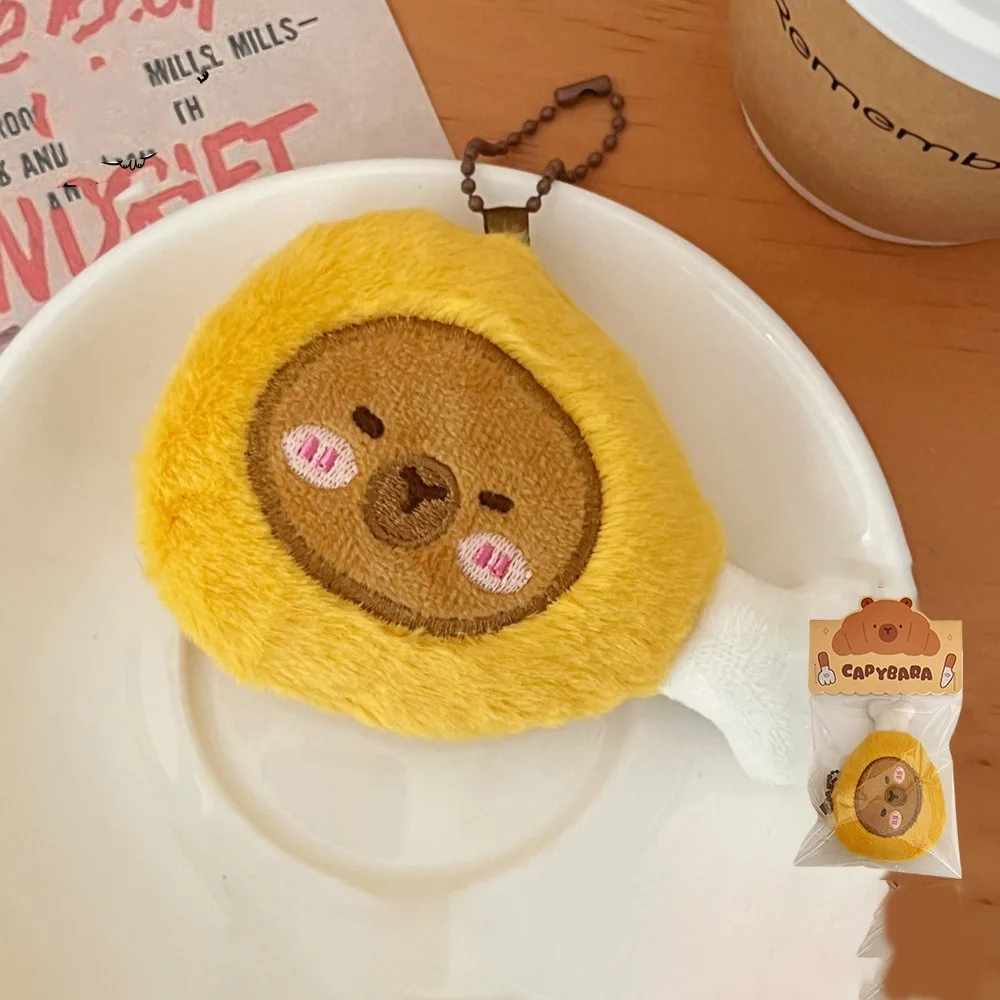 

Funny Cartoon Capybara Pendant Croissant Soft Plush Bread Key Chain Decoration Plush Stuffed Food Plush Keychain Unisex