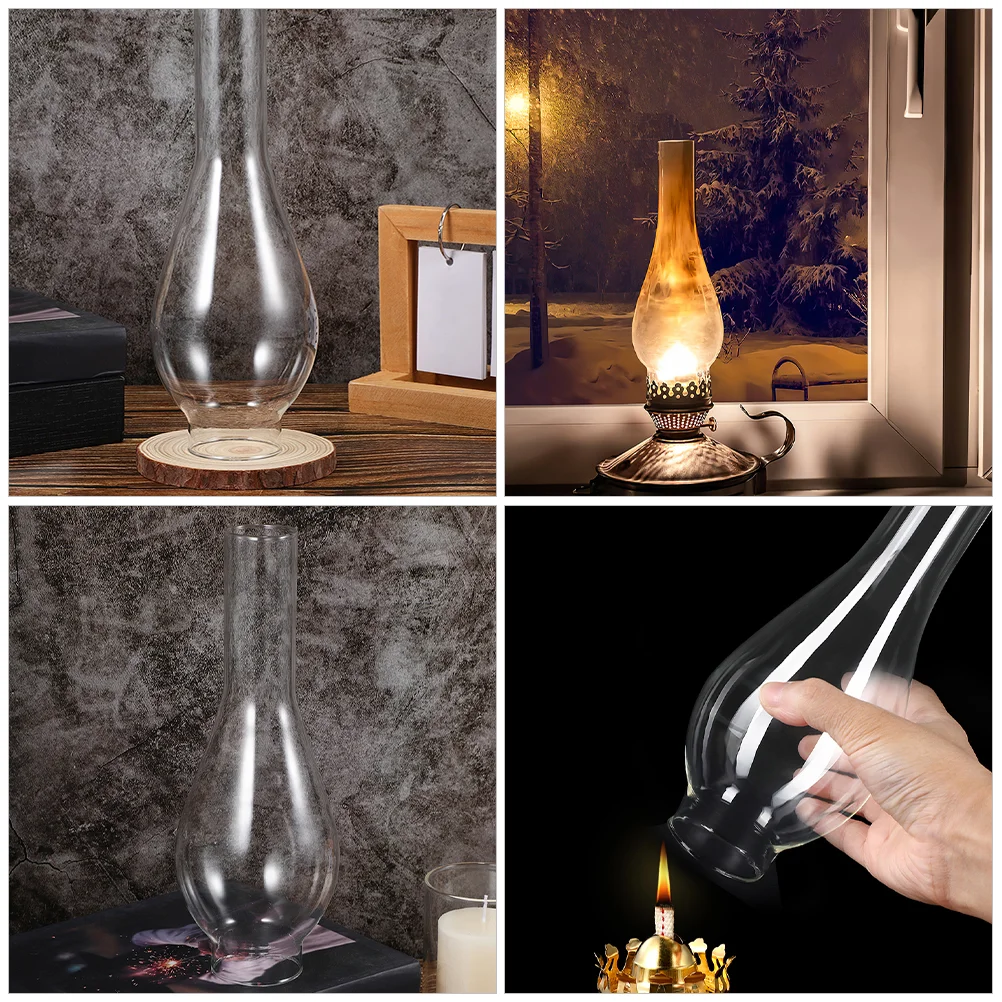 2 Pcs Kerosene Lamp Shade Oil Lamps for Indoor Use Lanterns Portable Pumpkin Glass Chimney Parts Lights