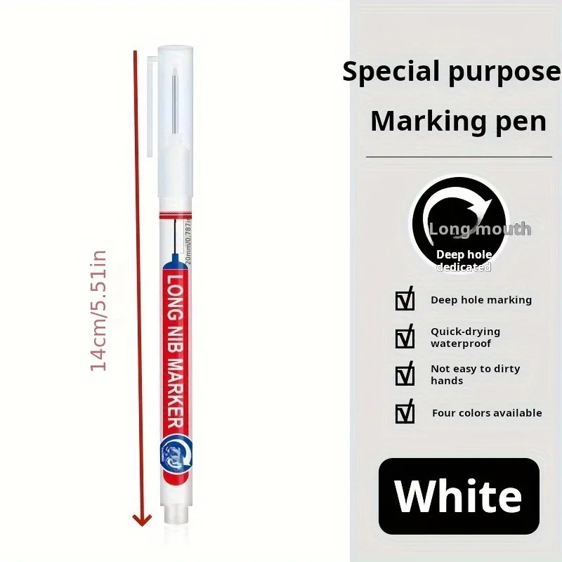 Imagem -02 - Long Nib Head Paint Markers Furo Profundo para Metal Caneta de Perfuração Impermeável Banheiro Carpintaria Suprimentos de Pintura 20 mm Pcs por Conjunto