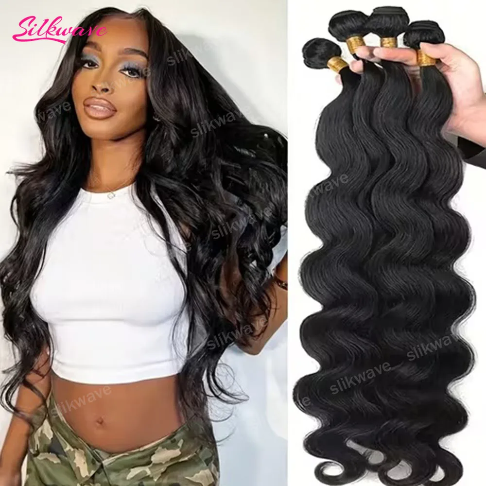 

16A Black Body Wave Human Hair Bundles Water Wave Bundles 12A Virgin Raw Weave Human Hair Extensions Ends 1/3/4 Pcs 30 34Inch