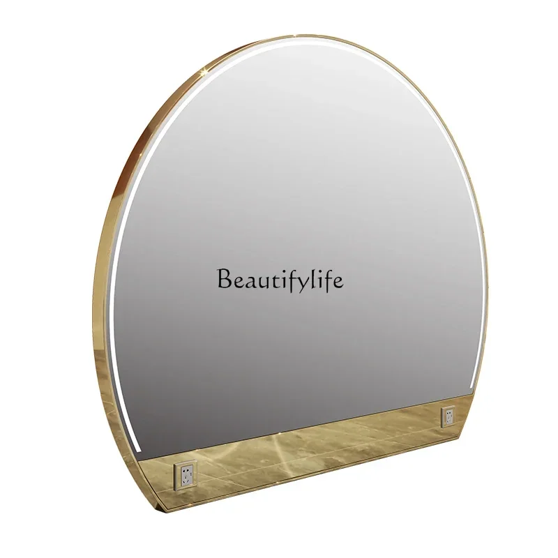 

FG17Barber Shop Floor Large round Mirror Stainless Steel Single and Double-Sided Hair Cutting Mirror
