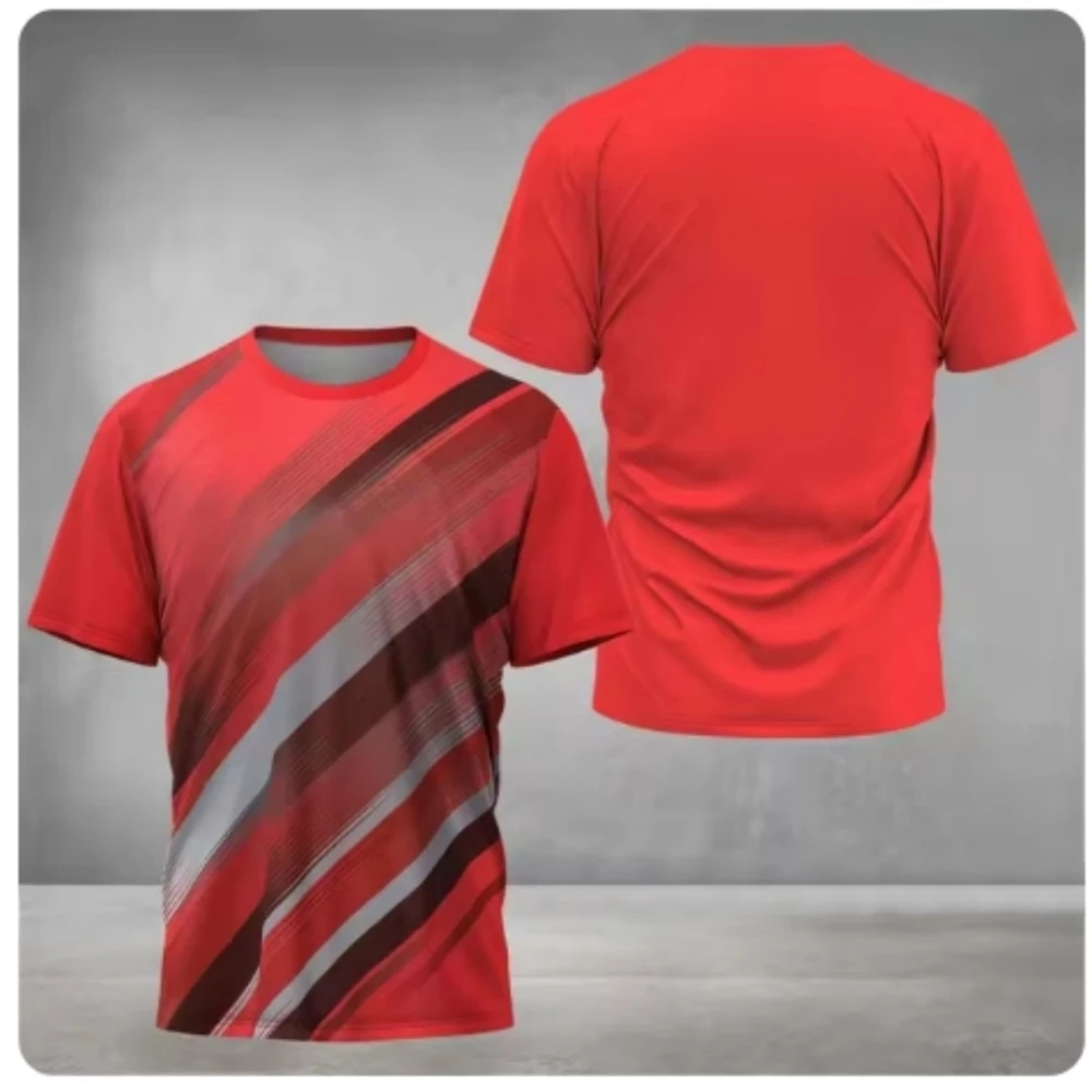 Men's Summer Gradient Light Color Printed Table Tennis Sports T-Shirt Training Fashion Sports Casual Men's Short Sleeved T-Shirt