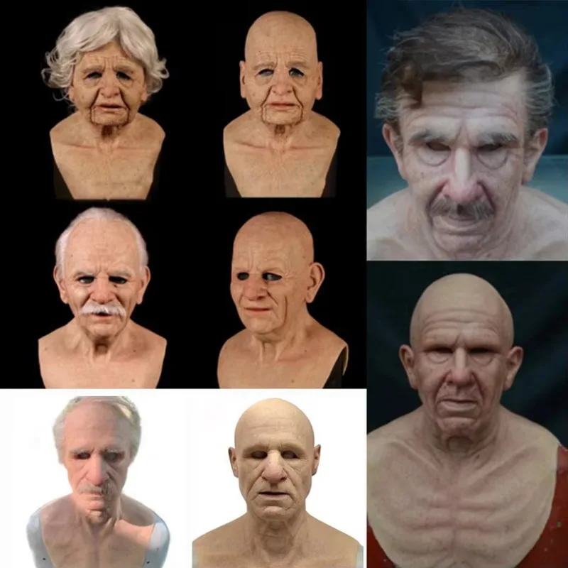 Old Man Mask Halloween Masks for Adults Realistic Face Mask Halloween Party Cosplay Props  DD21-609