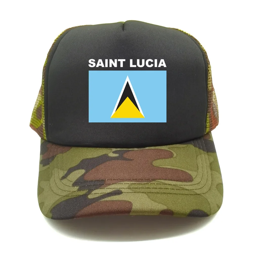 Saint Lucia Trucker Cap Summer Men Cool Country Flag Hat Baseball Caps Unisex Outdoor Mesh Net Caps