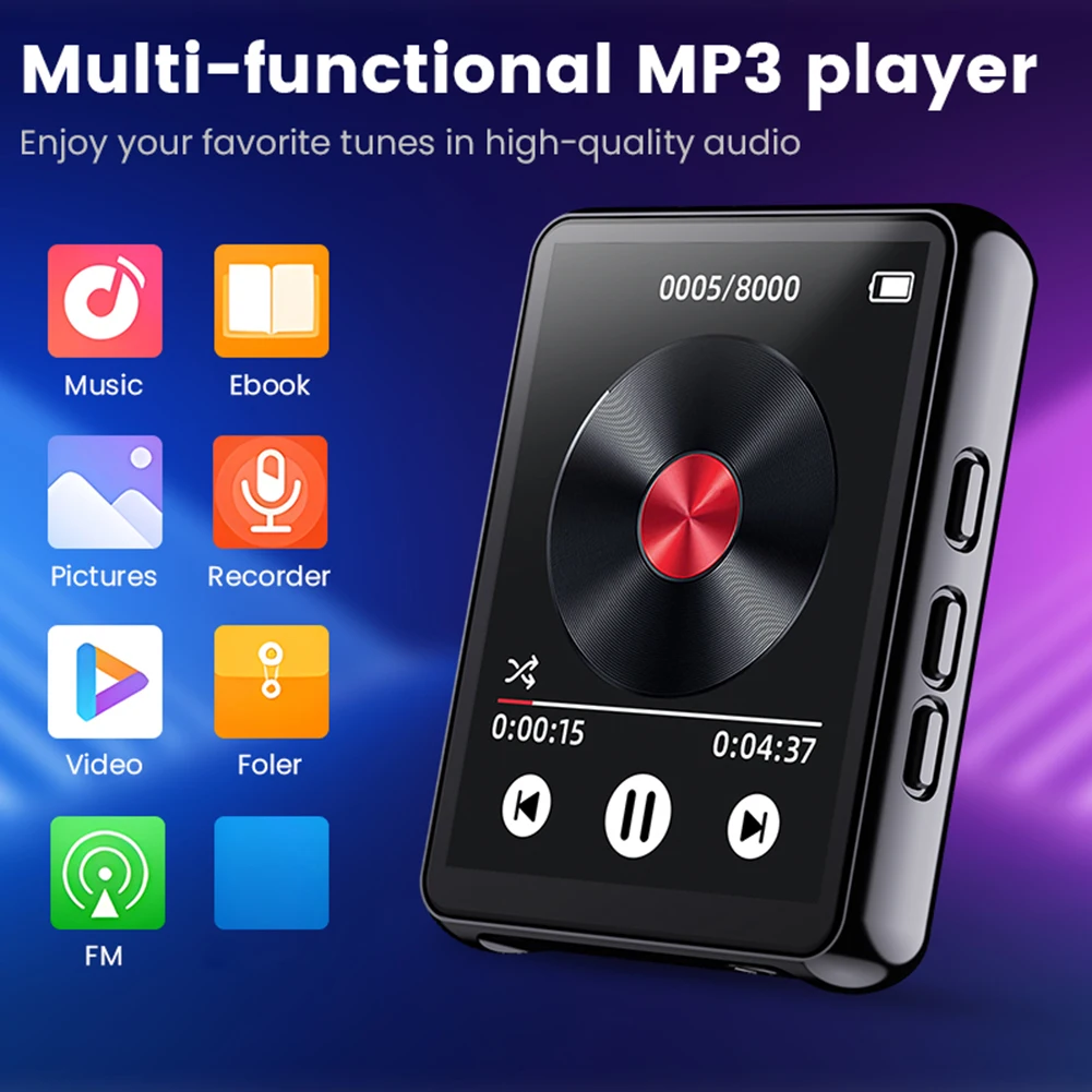 HiFi MP3 Player Earphones Included Sports MP3 Player Bluetooth 5.3 Lossless Sound Voice Recorder FM Radio Gift for Kids Adults