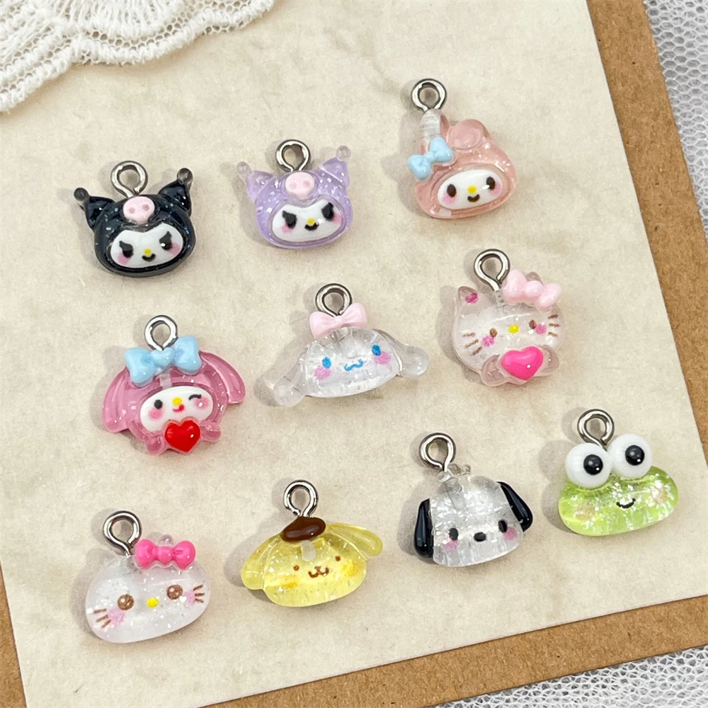 30/10pcs Mini Sanrioed Cartoon Nail Charms y2k Kawaii 3D Hello Kitty/Kuromi/Melody DIY Charms For Jewelry Pendants Making Crafts