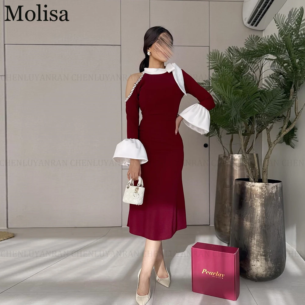 

MOLISA Modern Saudi Arabia Prom Dress 2025 Customized Sheath Bow Formal Occasion Dresses Beads Evening Party Gown فساتين