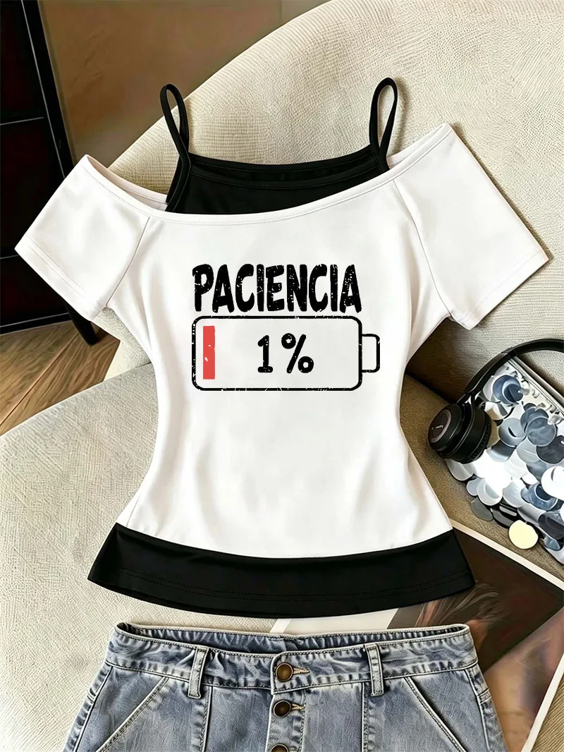 Aesthetic Gothic Punk Streetwear Women Casual 90s Vintage Grunge Graphic Low Battery Short Sleeve T-Shirt Y2k Crop Tops Girls