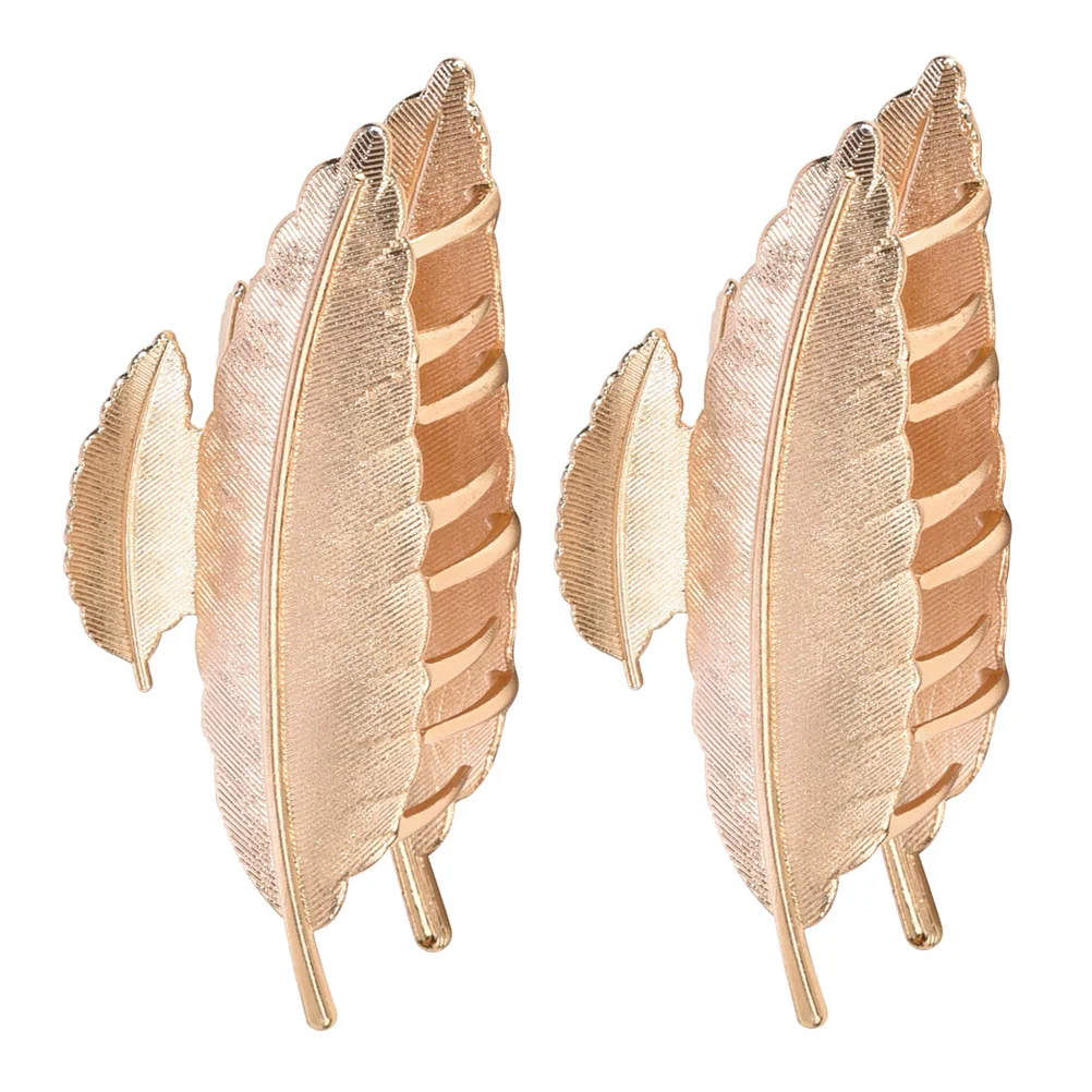 

2Pcs Elegant Metal Hair Clip Leaf Shaped Chic Accessory Bright Delicate Hair Jewelry for Women Occasions