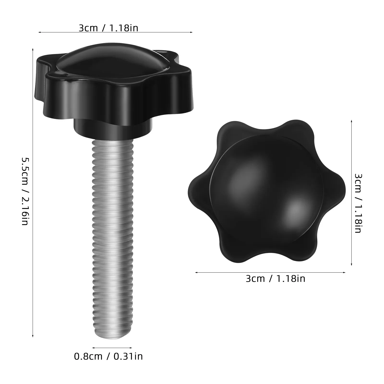 20Pcs Clamping Screw Knobs M8x40mm Threaded Star Thumb Screws for Machinery Furniture Woodworking Easy Tighten Loosen Secure