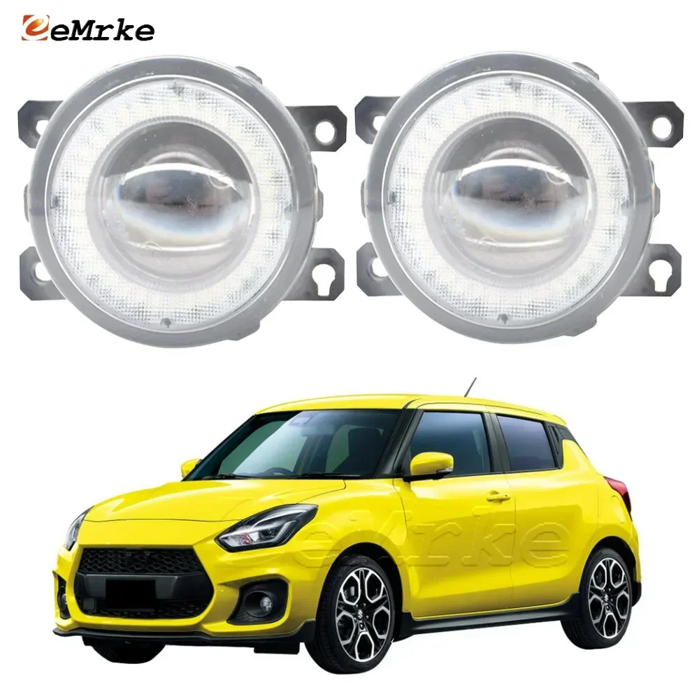 

2 Pieces Led Fog Lamp Assembly Angel Eye DRL Daytime Runinng Light Car Lights for Suzuki Swift Sport 2018 2019 2020 2021 2022