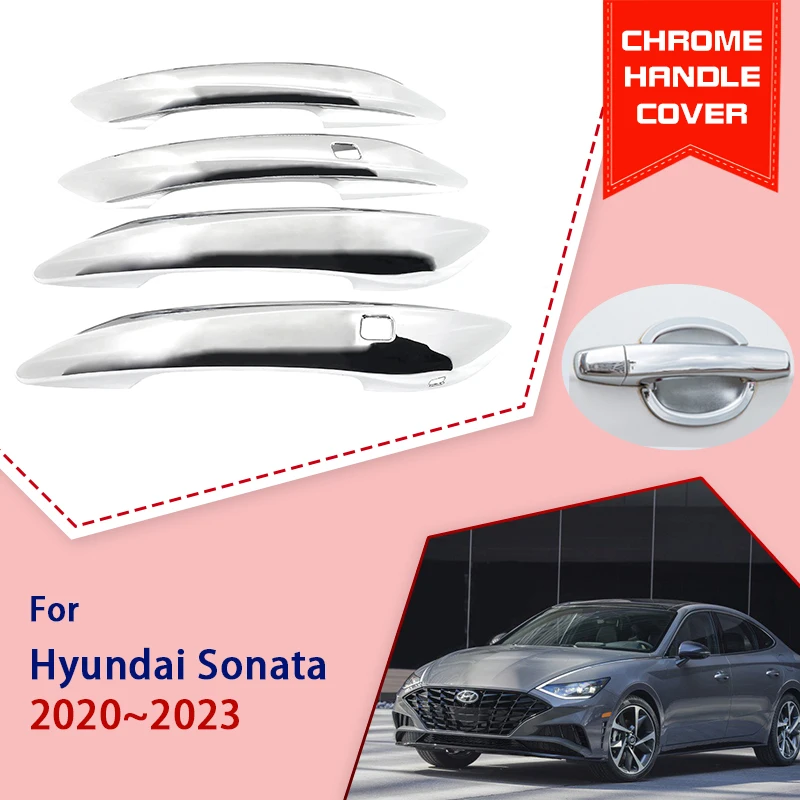 Chrome Door Handle Cover Fit for Hyundai Sonata 8 DN8 2020 2021 2022 2023 Car Parts Accessories Protective Styling Stickers Trim