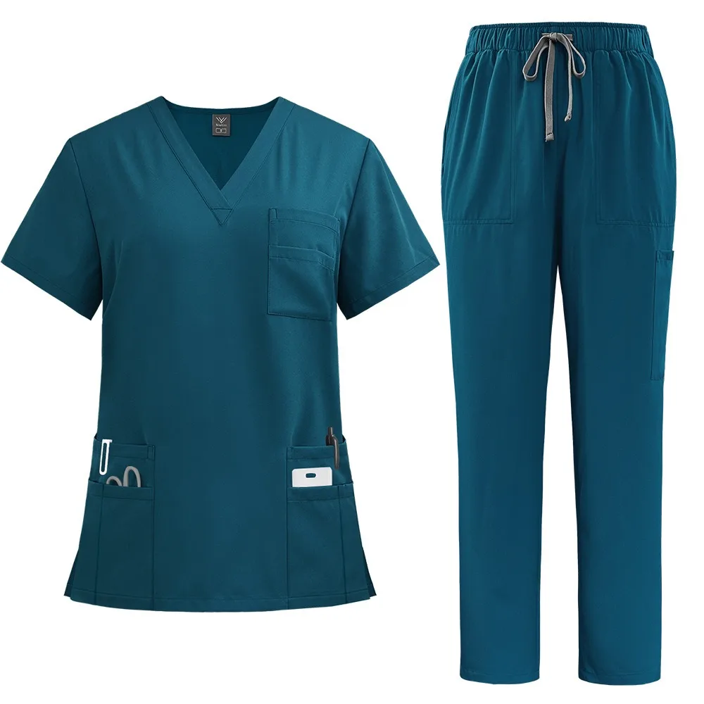 

Soft Pink Clinical Uniform with Pockets Scrub Top & Pants Hospital Doctor Nurse Uniform Work Clothes Healthcare