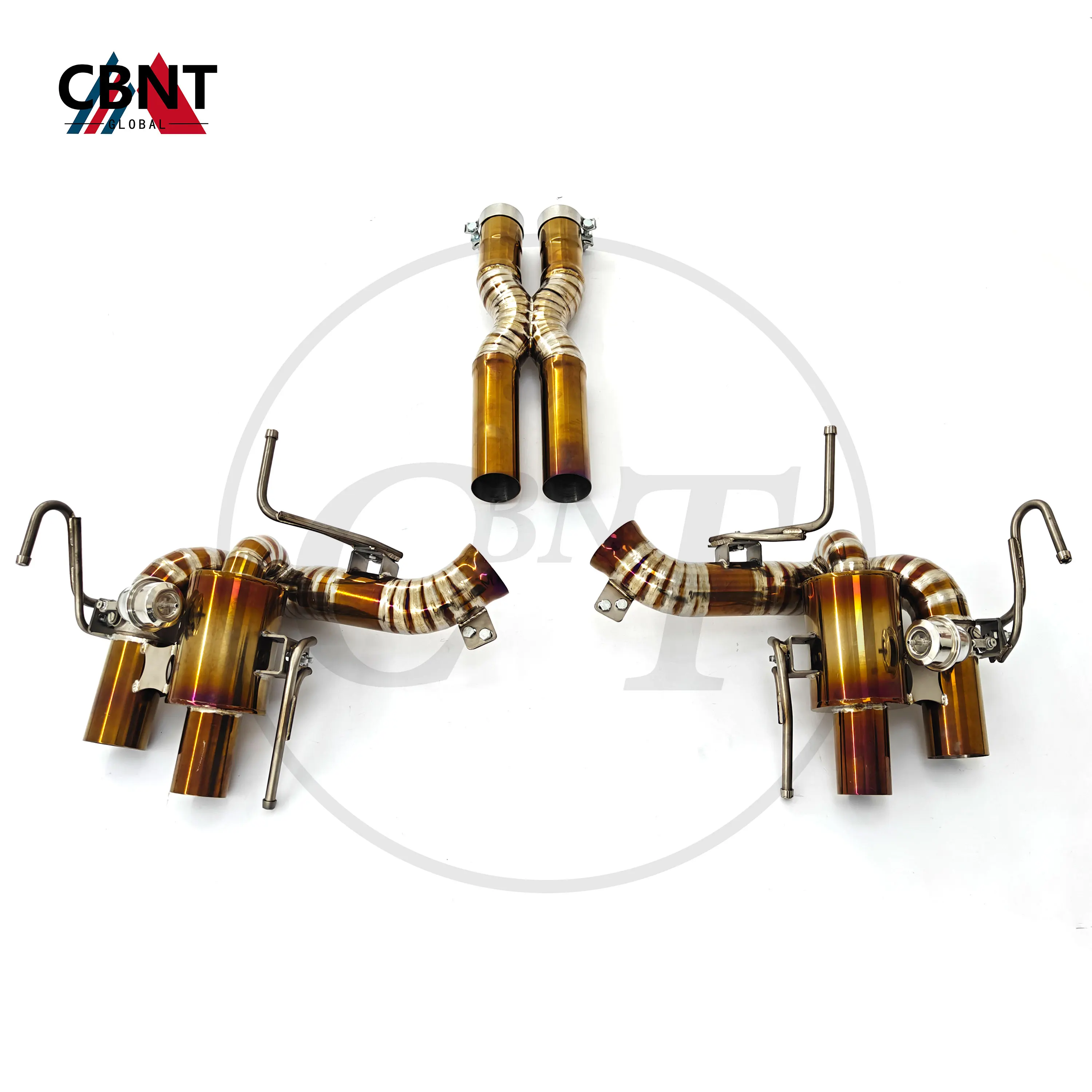 CBNT Titanium Pneumatic Valve Exhaust Axleback for Ferrari F12 Berlinetta 6.3L V12 Golden Titanium Burnt Exhaust Remote Control