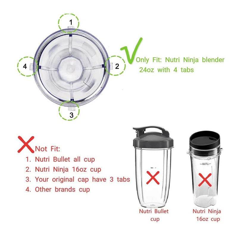 24OZ Replacement Cups Compatible For Ninja Nutri BN401, BN701, SS101, BN400, BN800, BN801 Blender