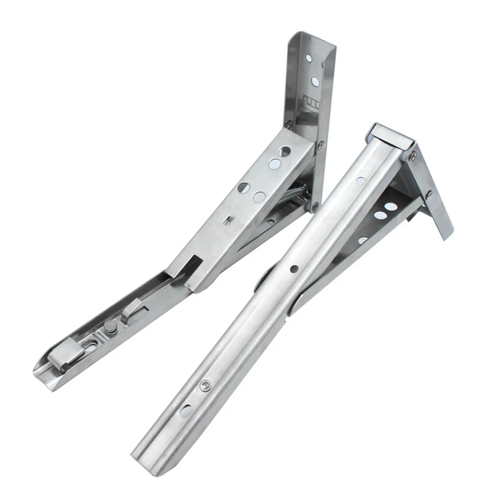 

2pcs Stainless Steel Wall Shelf Brackets 14 Inch Heavy Duty Foldable Support For Bookshelf Storage Display Hardware Mounting
