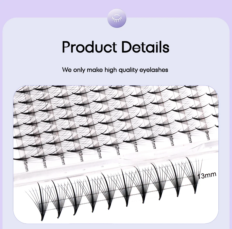 Aguud 3D 5D 7D 9D Wispy Prefabrik Fan Spike Promade Wimpernverlängerung Spitze Basis Hybrid Fan Lash C D Curl Effect Wispy Lash – Detail 12