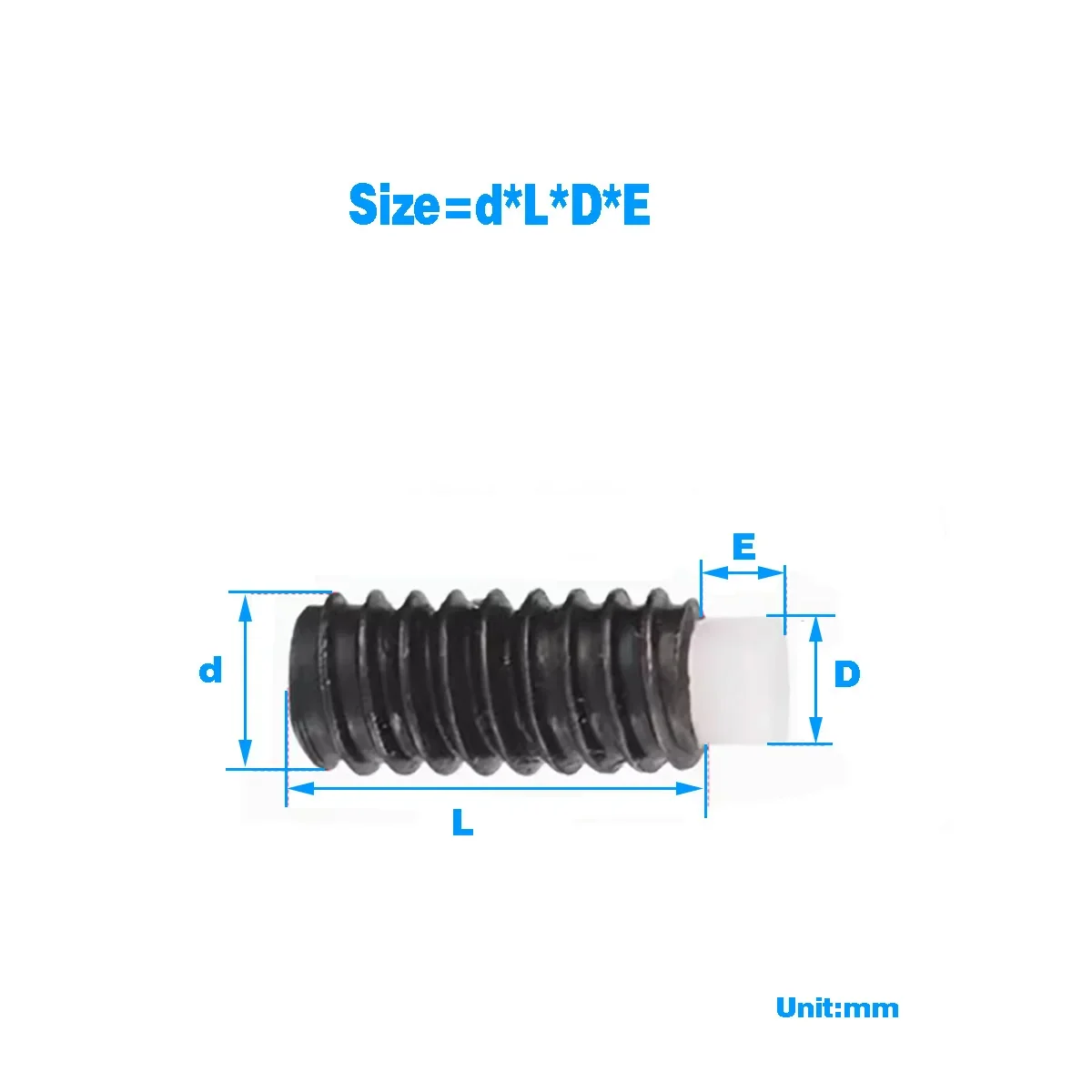 

12.9 Grade Nylon Rubber Head Machine Meter Buffer Screw/High-Strength Tightening Plunger Black Pom Top Bolt Fastener M2-M6