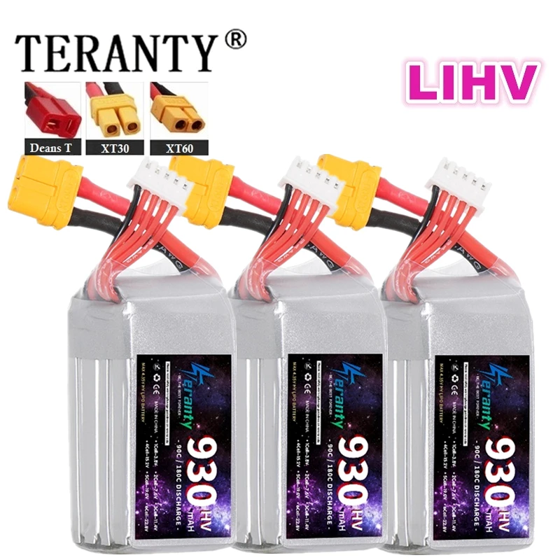 TERANTY 4S 15.2V 90C 930MAh Lipo Battery with XT60 Plug for RC FPV Airplane Quadcopter Helicopter Drone Racing Model Hobby1-3PCS