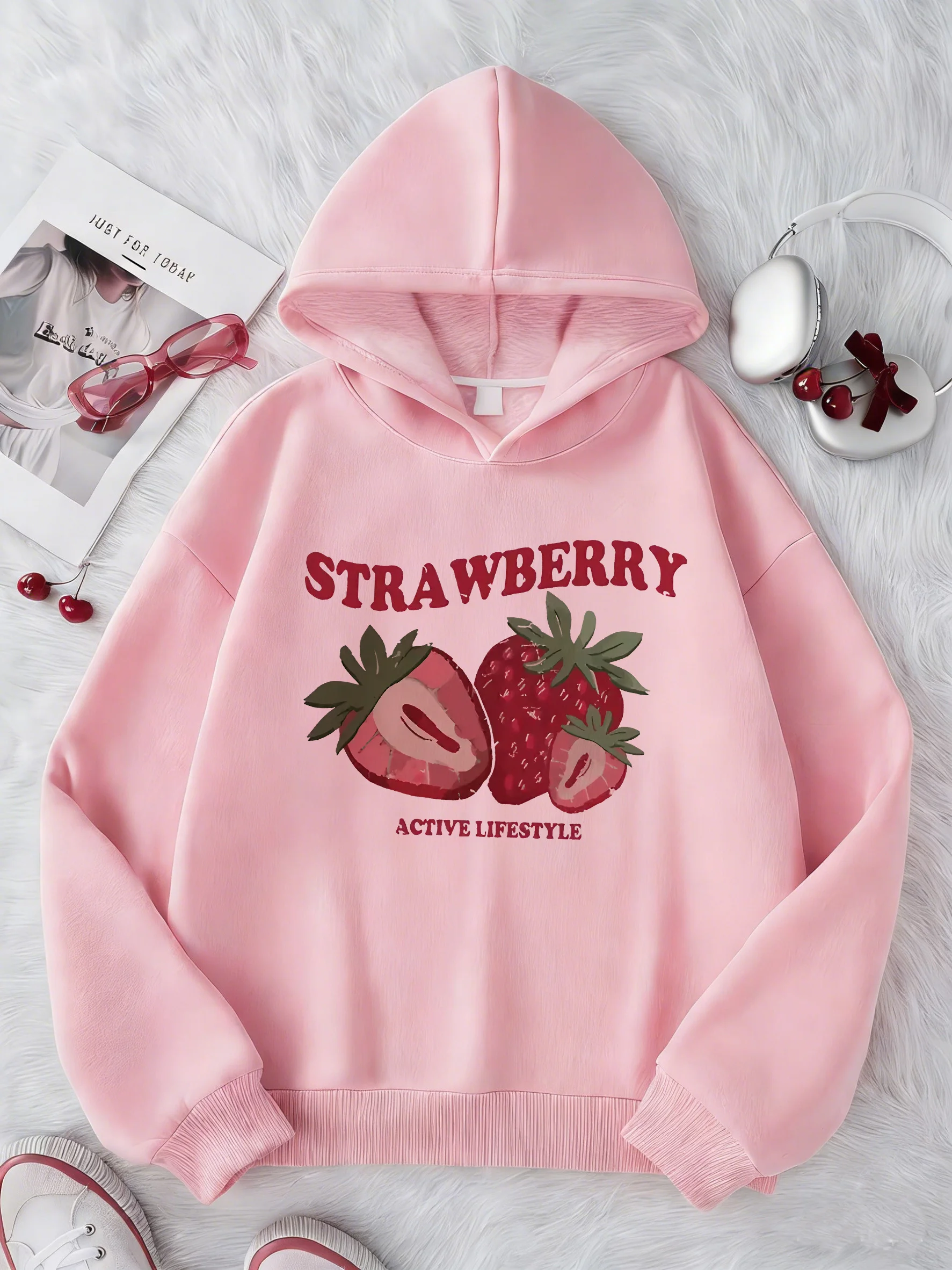 Y2k Strawberry Funny 90s Hoodie Kinder-Sweatshirt mit Kapuze für Jungen und Mädchen, Herbst, Frühling, lässige Hoodies