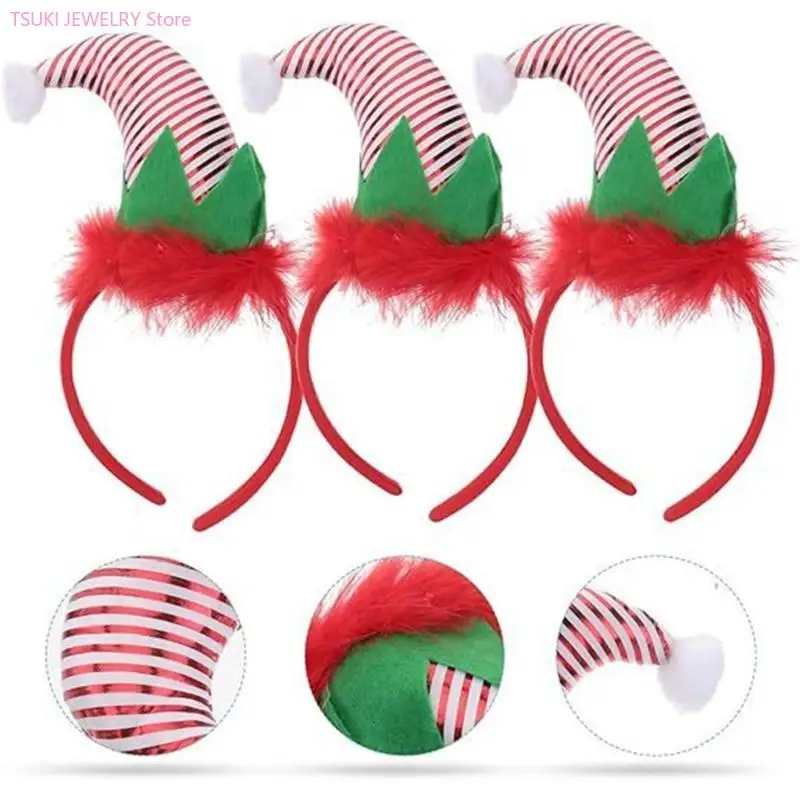 62KE Christmas Headband Photo Props Fun Hair Hoop for Party Christmas New Year