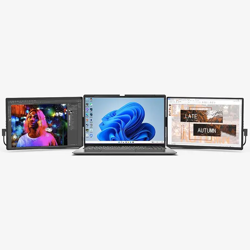 Portable Laptop Screen Expansion Monitor 1200P USB-A/Type-C Triple Monitor, Suitable for Laptops with Full HD IPS Display