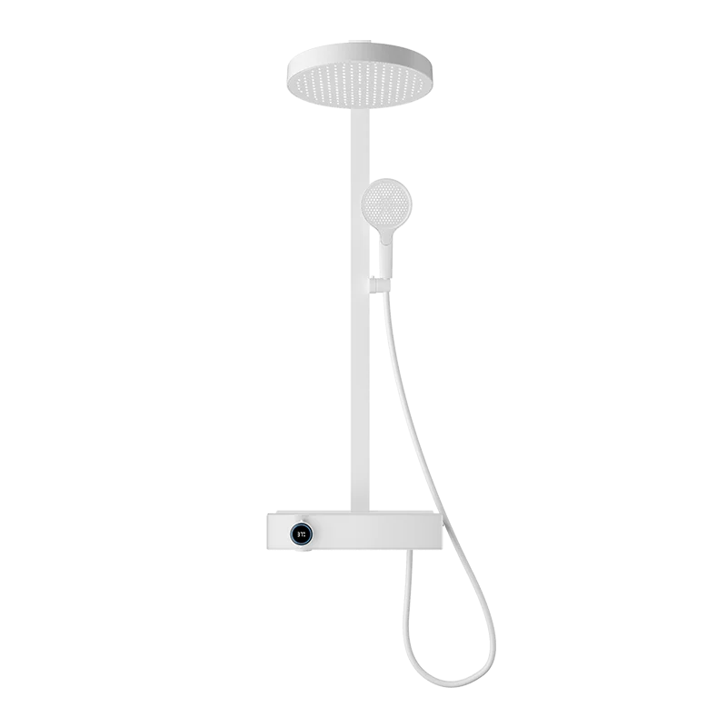 Polished Piano 4-Function Square Shower Faucet Set Hot Cold Water Mixer Digital Display Temperature Massage Jet for Apartment
