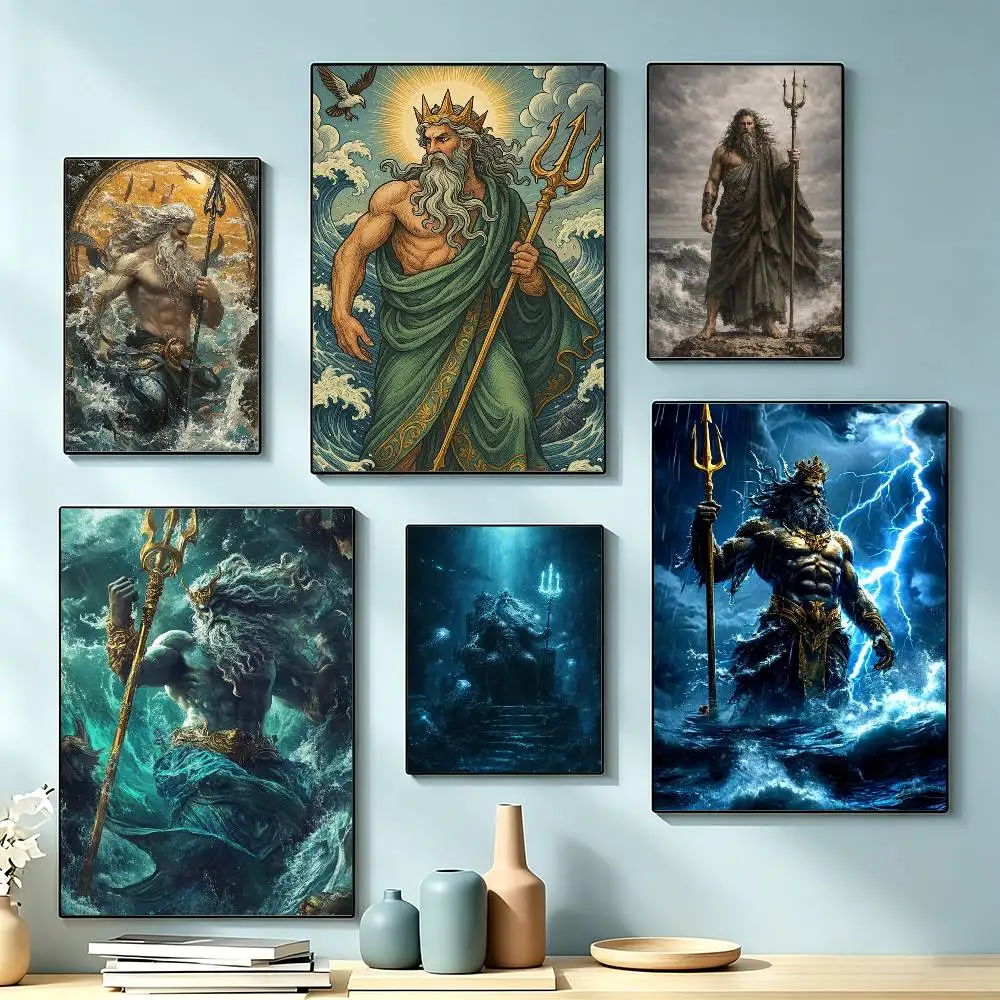 Son Daughter of Poseidon Greek Poster Waterproof Wall Art Sticker For Bar Living Room Vintage Decor High Quality Print Gift