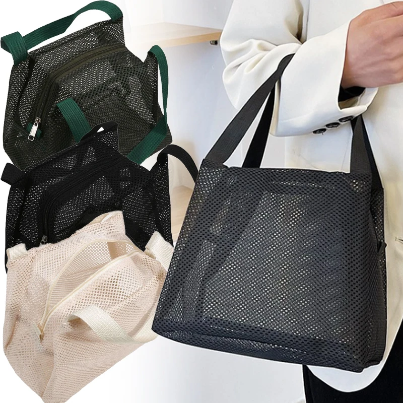 

Большая вместительная сетчатая сумка для хранения с ручкой, модная портативная дорожная косметичка для мытья туалетных принадлежностей, косметический органайзер, сумка на молнии
