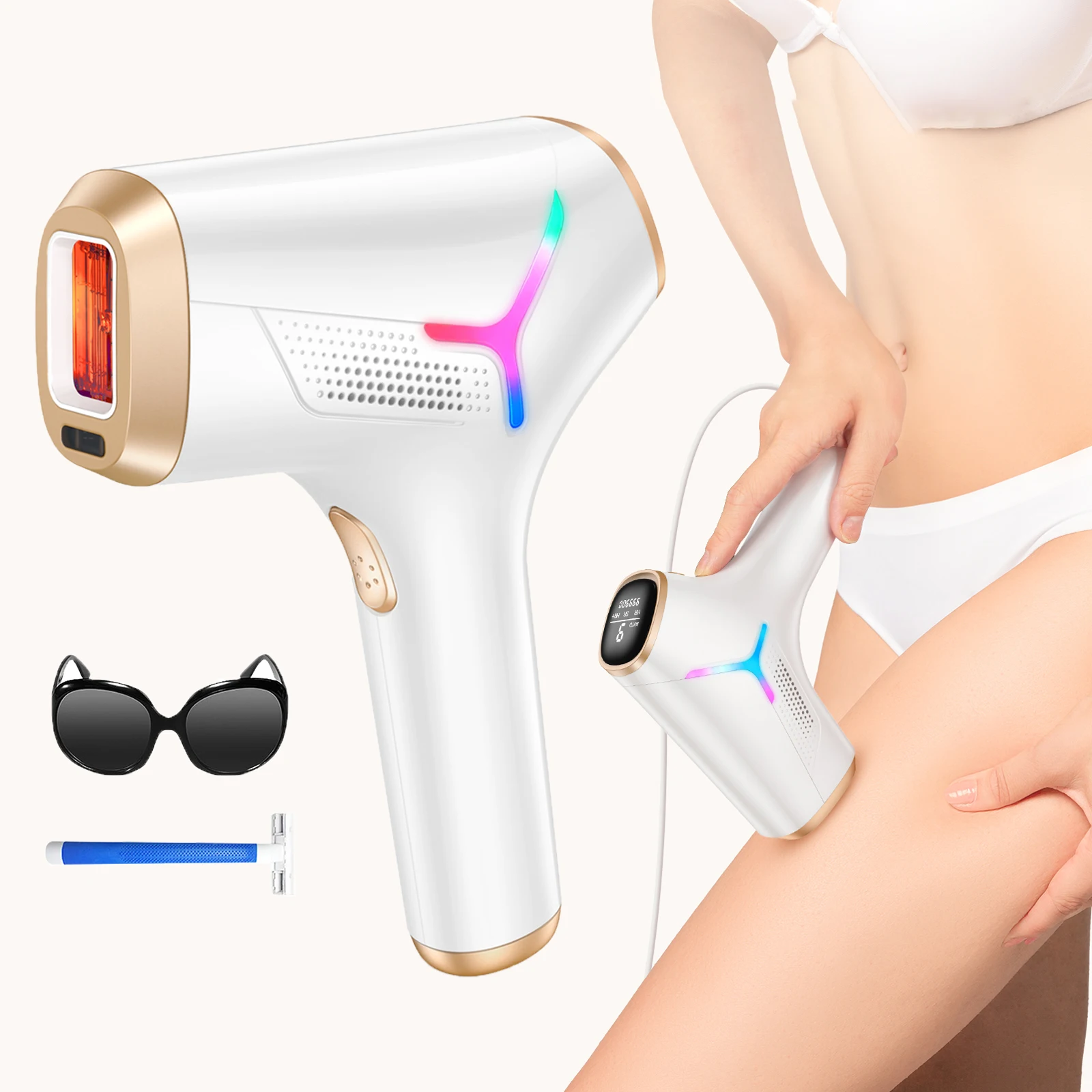 IPL-Haarentfernung 990.000 Flash-Laser-Epilierer für Männer und Frauen, Körper, Bikini, Gesichtsdauerhafte schmerzfreie IPL-Haarentfernungsmaschine