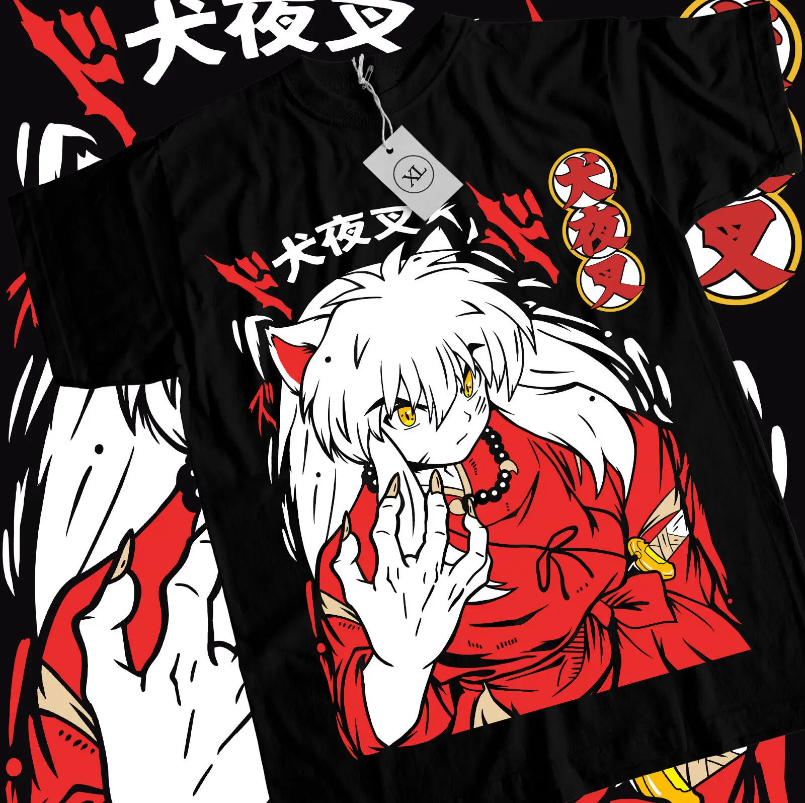 Inuyasha Sesshomaru T-shirt Red Moon Inu Yasha Kawaii Anime Tee Shirt All Size