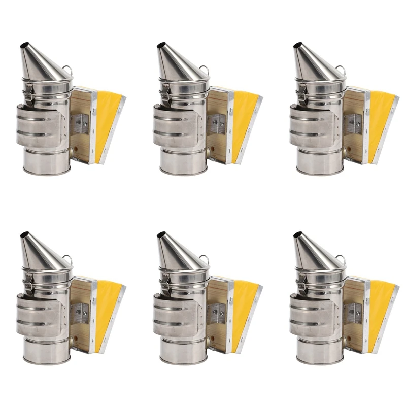 

6X Stainless Steel Bee House Smoker Hive Equipment Beekeeper Tools And Equipment