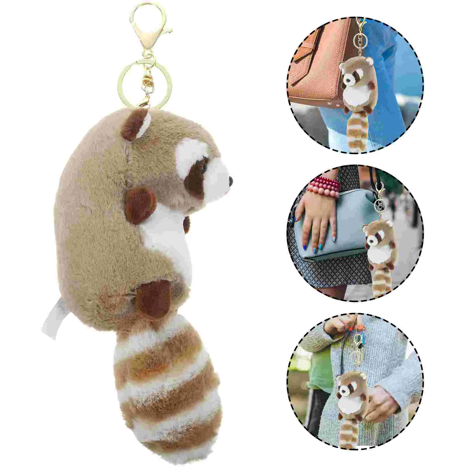 

Red Panda Pendant Keychain Fob Cute Keychains for Women Bags Backpack Pp Cotton Decorative Car Ring Adorable Stuffed