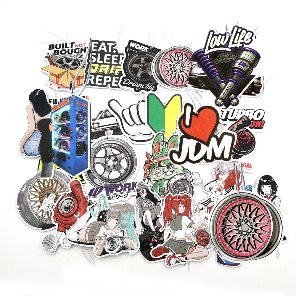 Sexy Girl JDM Car Air Freshener Hanging Rearview Mirror Perfume Flavor Turbo Brake Disc Modified Culture Solid Paper Accessories