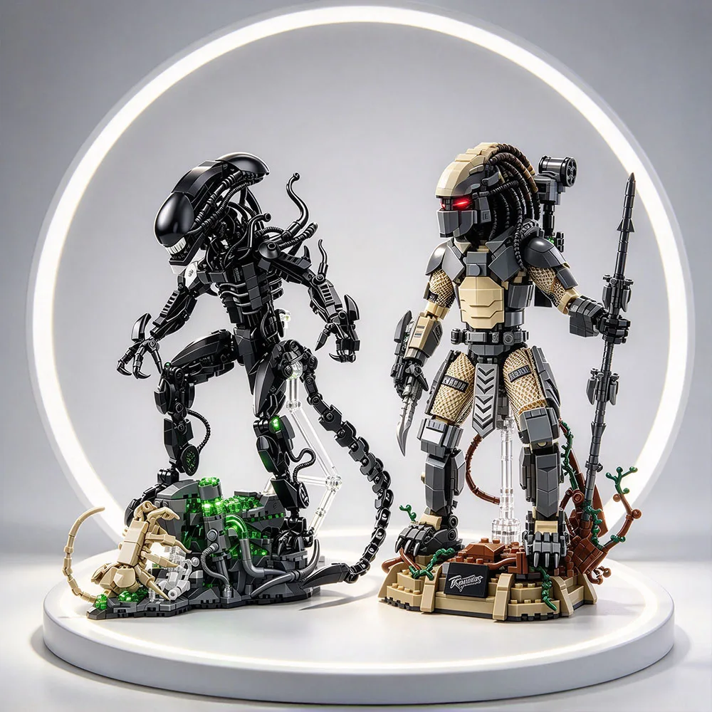 Creative MOC Alien Monster Predator Alien Figures Building Blocks Bricks DIY Alien Warrior Assembly Model Toys Adult Gifts