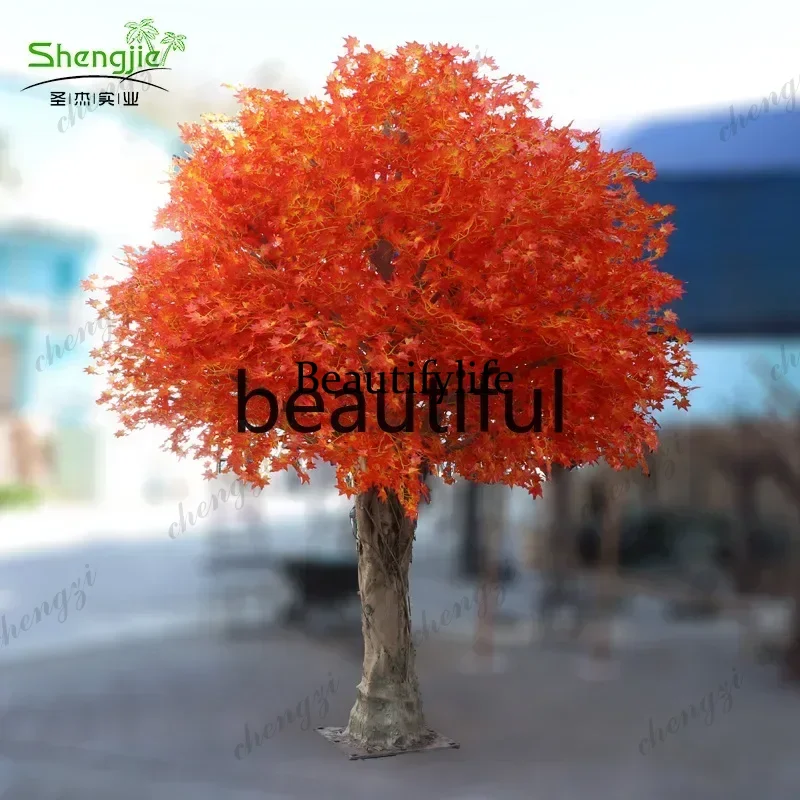 z  Simulation red maple tree wedding shopping mall hotel landscape modeling tree wedding living room pole maple tree