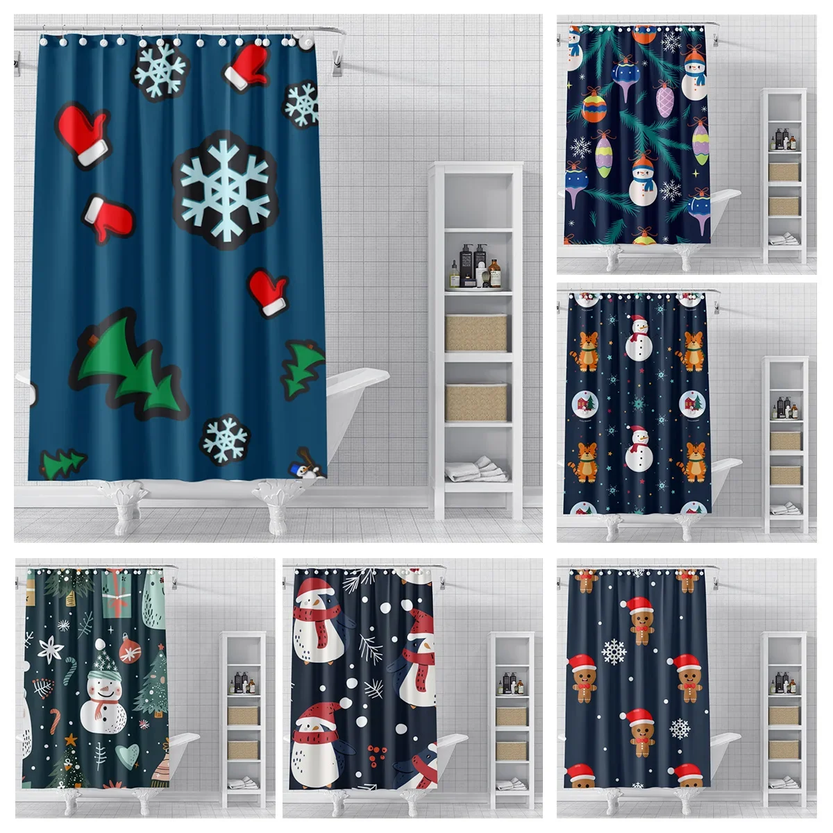 Home decoration shower curtains for bathroom waterproof curtain fabric Modern Nordic style Living Room Merry Christmas winter