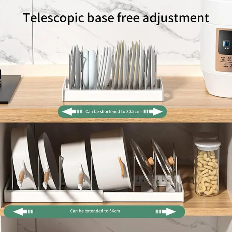 Portaoggetti per pentole organizzatore per pentole espandibile organizzatore per pentole per teglie da forno padelle in bronzo con 7 scomparti regolabili