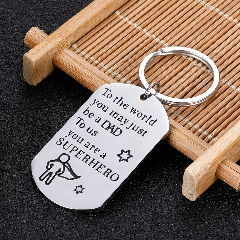 Dad Gifts Keychain for Father Puppy Step Dad from Son Daughter Car Keychains Gift for Dad Birthday Gifts for Father