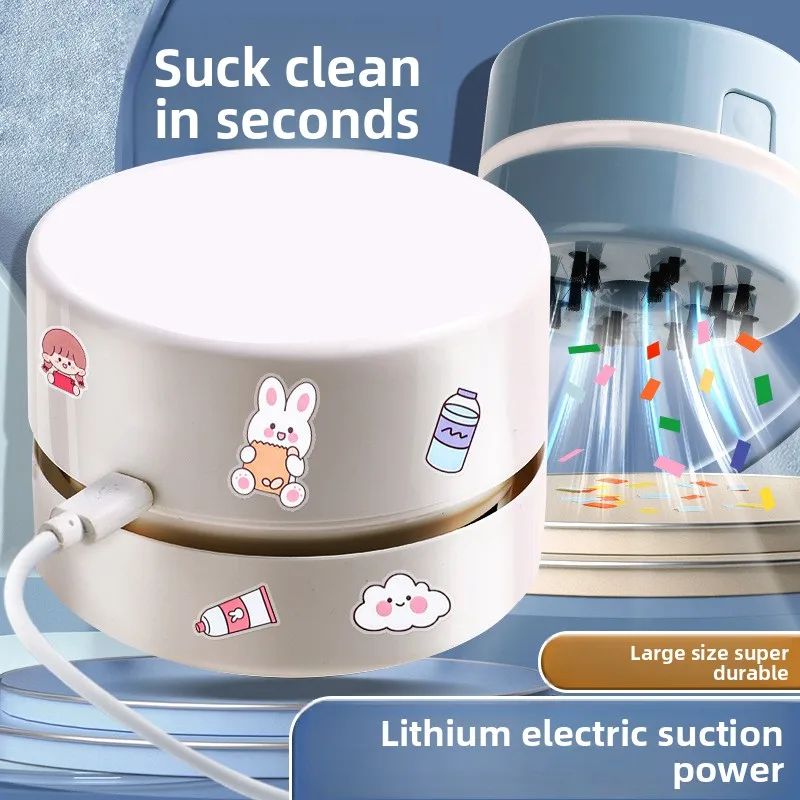Desktop Vacuum Cleaner Cleaning Stationery Student Suction Eraser Shavings Pencil Gray Children's Electric Small Mini Charging