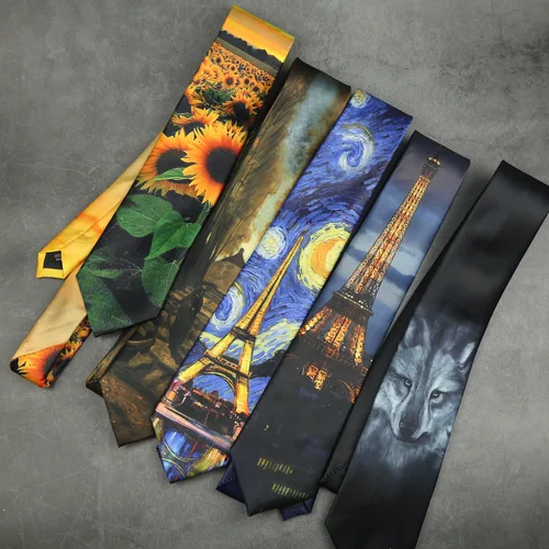 Nuevos corbatas de lujo con estampado Digital, estilo informal para hombres y mujeres, corbatas bonitas negras de color azul marino, pintura al óleo, flor, Animal, corbata de moda de 8CM