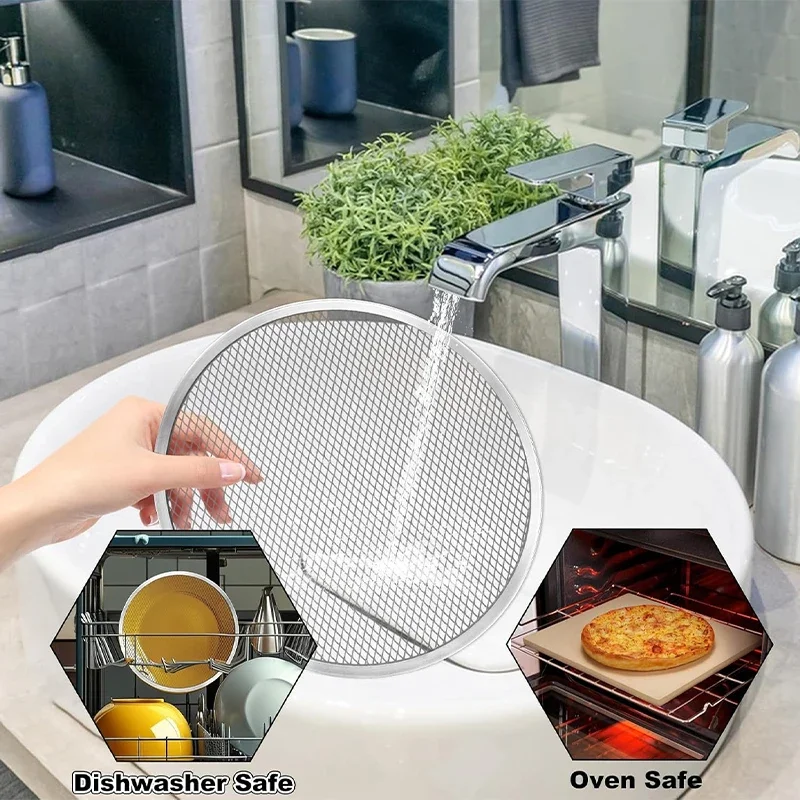 8/10/12/14Round Pizza Baking Tray DIY Pizza Screen Baking Tray Metal Net Non-stick Mold For Oven Seamless Aluminum Pizza Screen