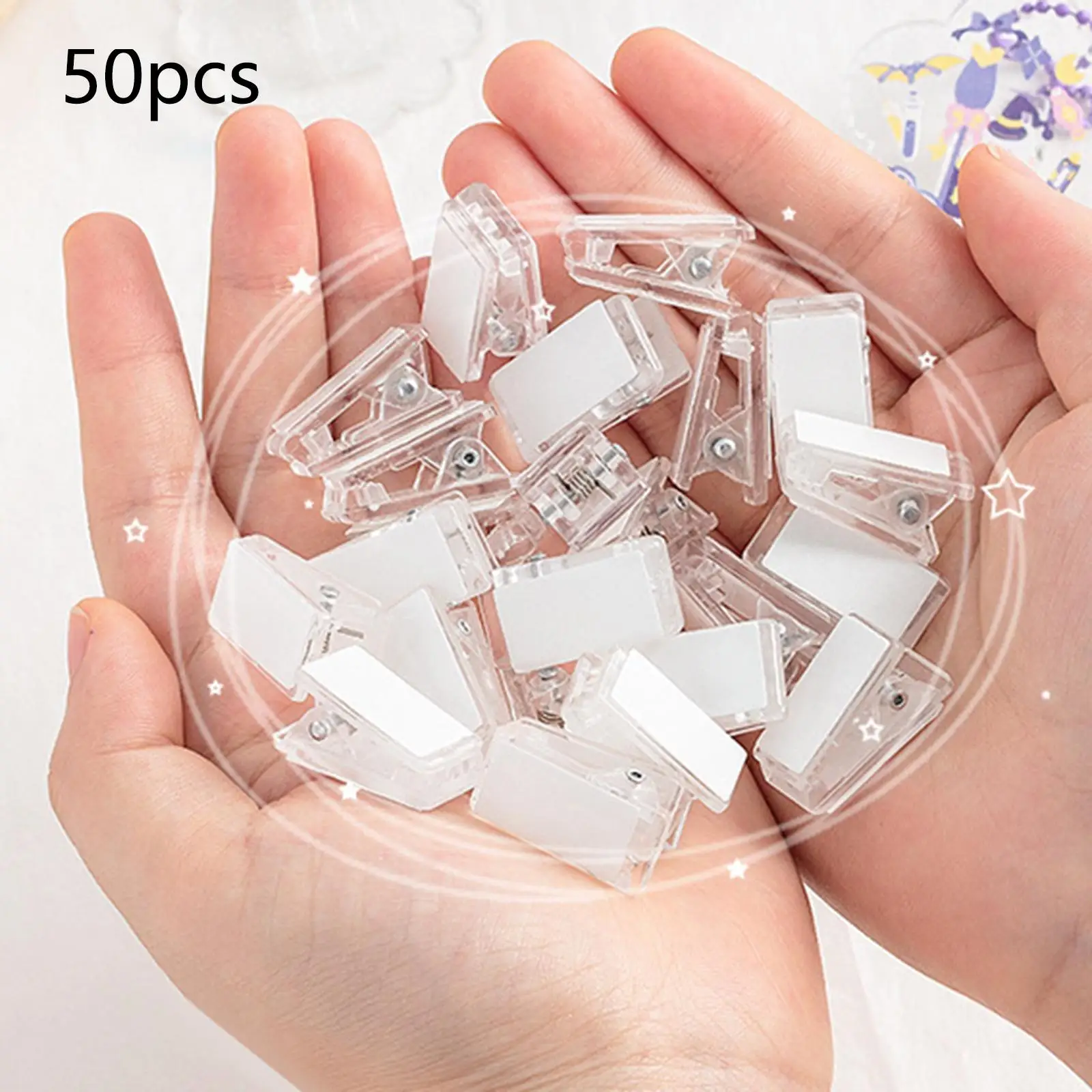 50Pcs Self Adhesive Clips Double Sided Adhesive Photo Clips Sticky Clips